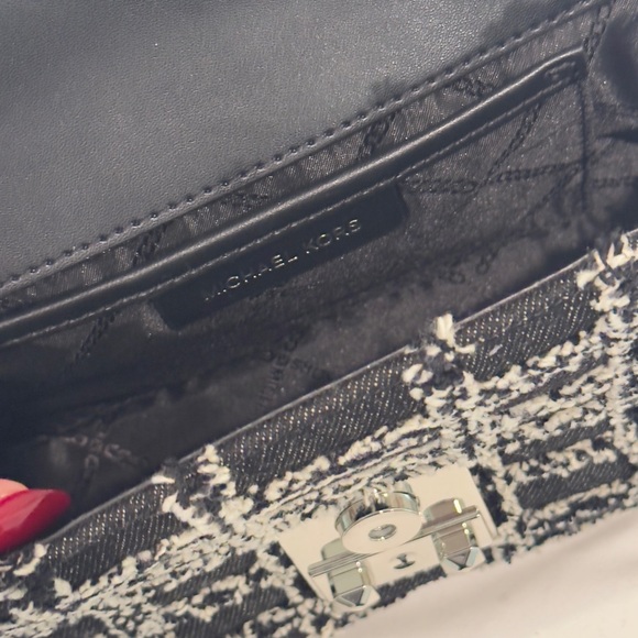 Michael Kors Black and Silver Tweed Shoulder Bag